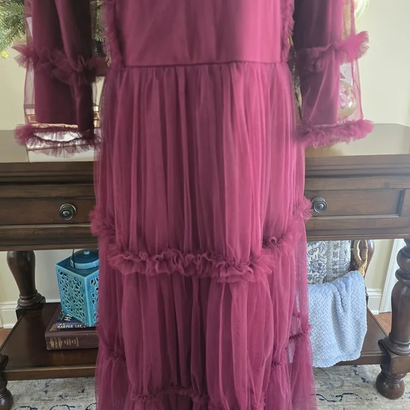 Dainty Jewells Burgundy Long Sleeve Dress - Picture 4 of 4